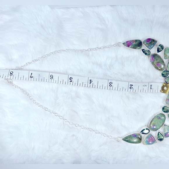 Beautiful Ruby Fuchsite 925 Large Gemstone Necklace - Picture 4 of 5